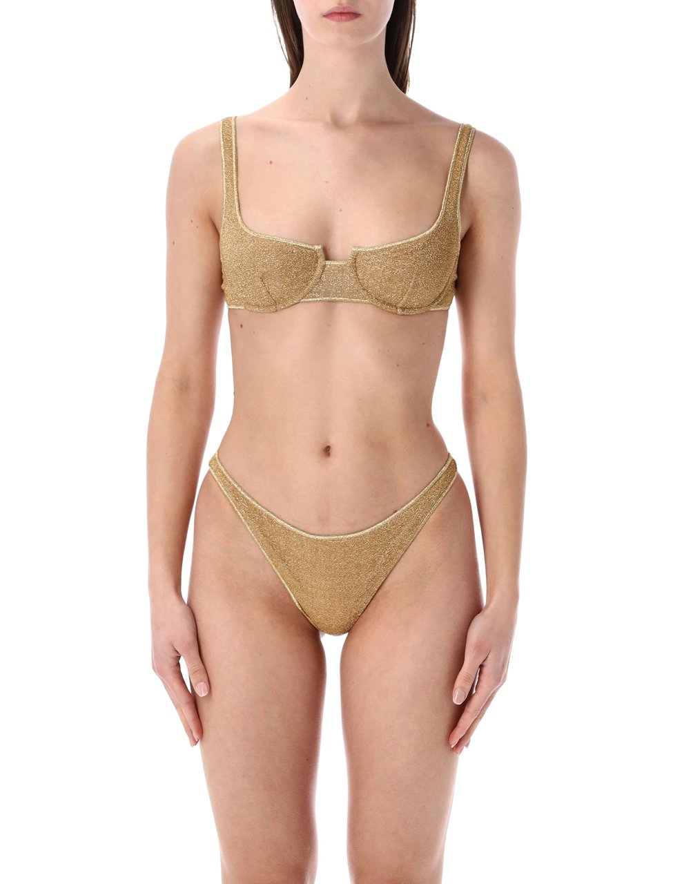 Oséree Lumiere Balconette Lurex Bikini Top Set Bruin