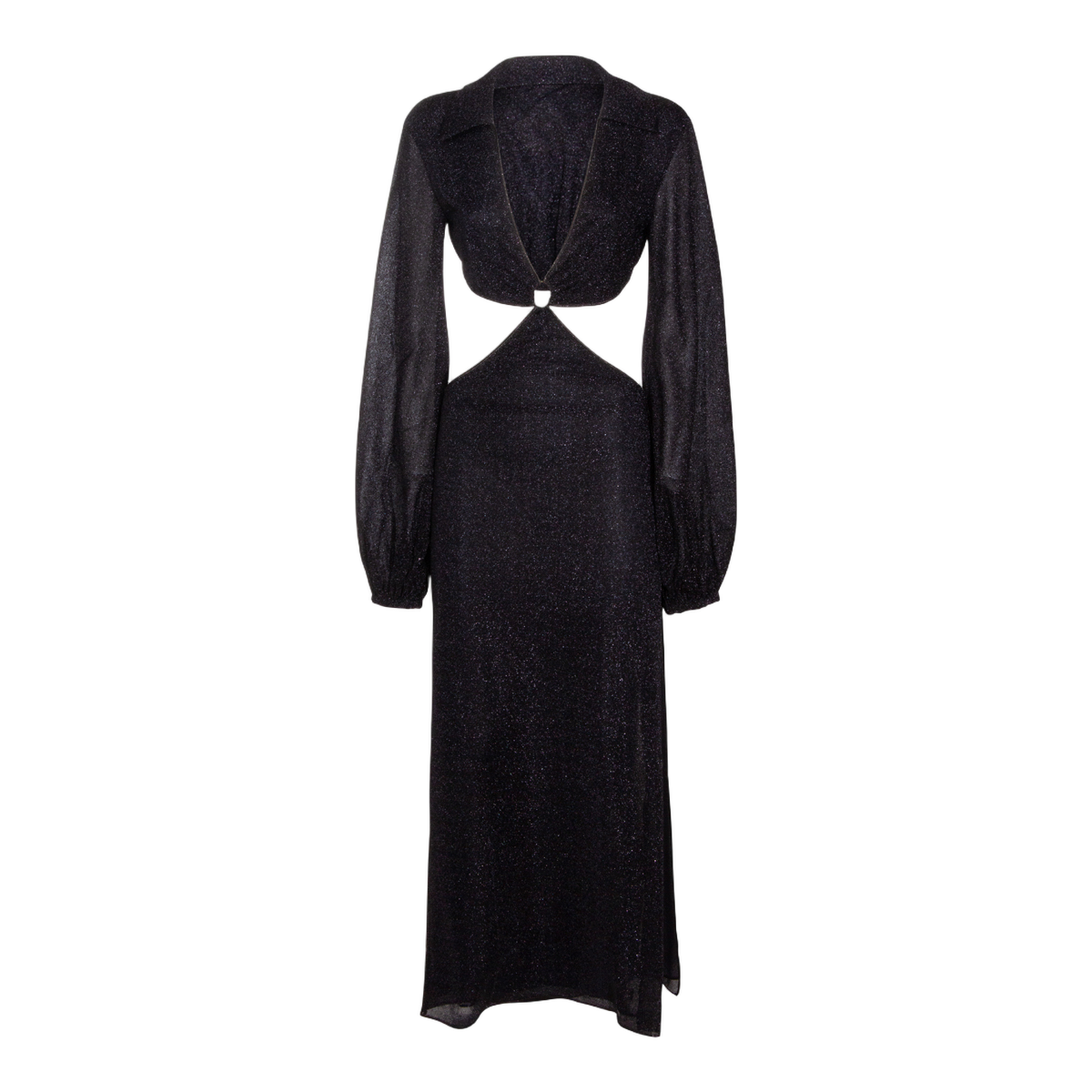 Oséree Classic Silhouette Black Dress With Smooth Texture Zwart