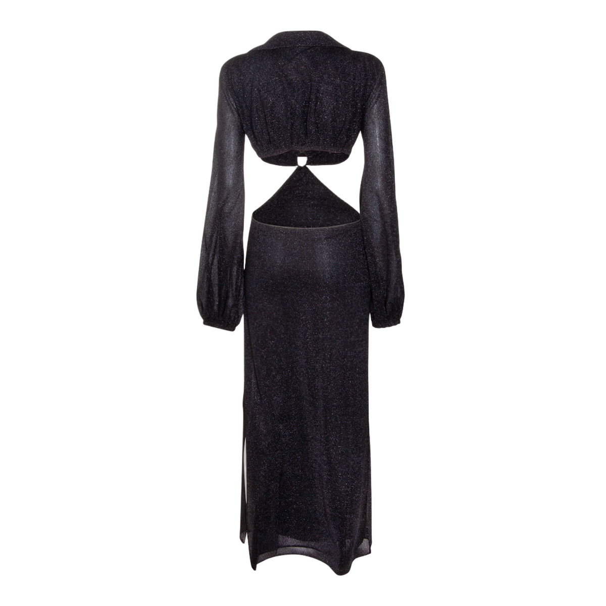 Oséree Classic Silhouette Black Dress With Smooth Texture Zwart