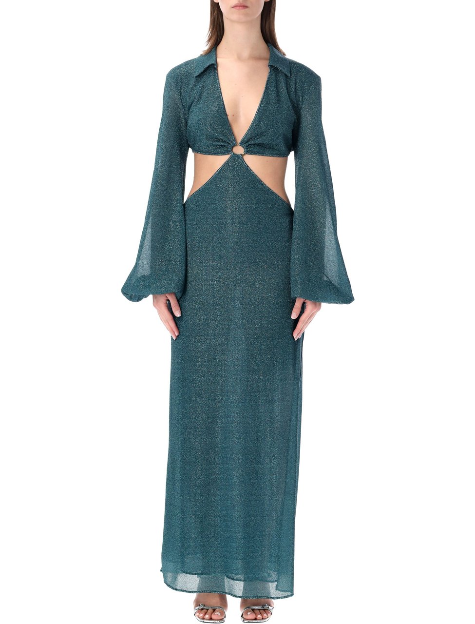 Oséree Lumiere Cut Out Lurex Dress Grijs