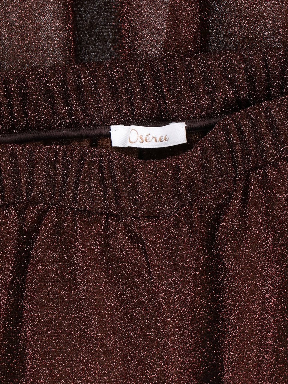 Oséree "Lumière" Trousers In Semi-Transparent Brown Metallic Fabric Bruin