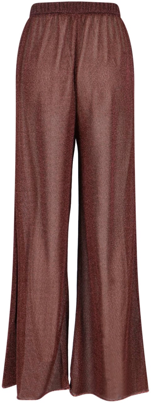 Oséree "Lumière" Trousers In Semi-Transparent Brown Metallic Fabric Bruin