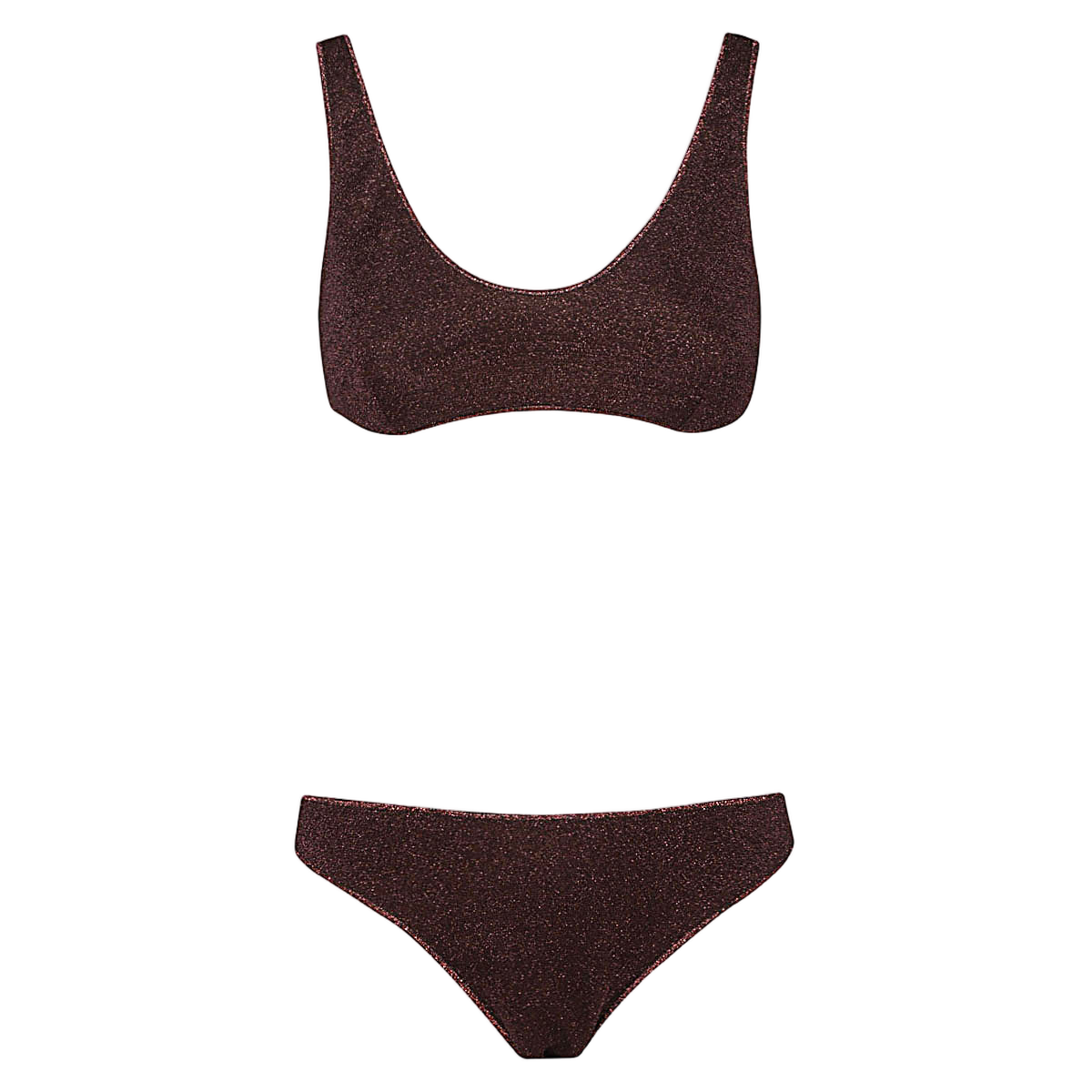 Oséree Scoop Neck Bikini Set in Rich Brown Zwart