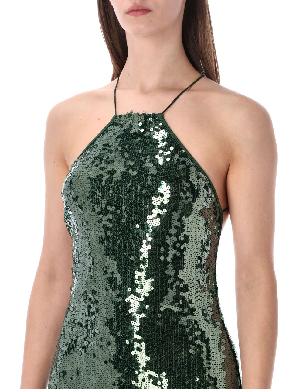 Oséree Sequined Mini Dress With Backless Design And Thin Straps Grijs