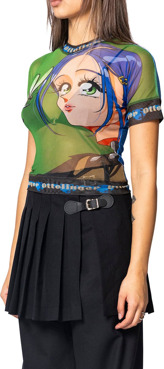 Ottolinger MESH T-SHIRT PRINT GREEN Groen