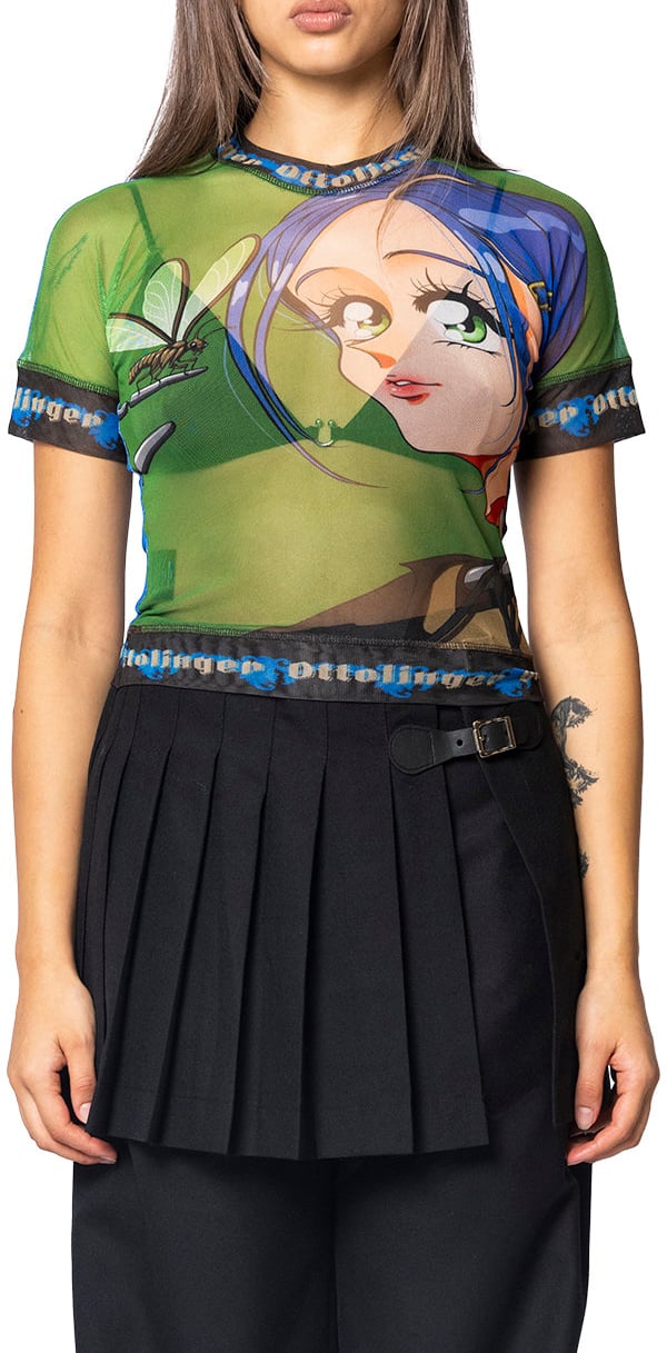 Ottolinger MESH T-SHIRT PRINT GREEN Groen