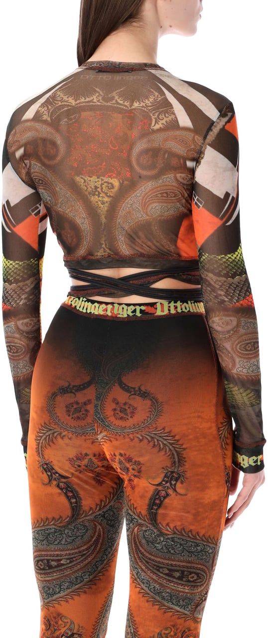 Ottolinger Mesh Top Long Sleeve Marrone Bruin