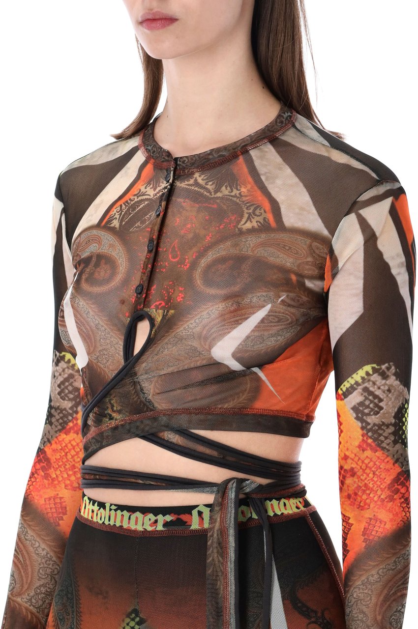 Ottolinger Mesh Top Long Sleeve Marrone Bruin