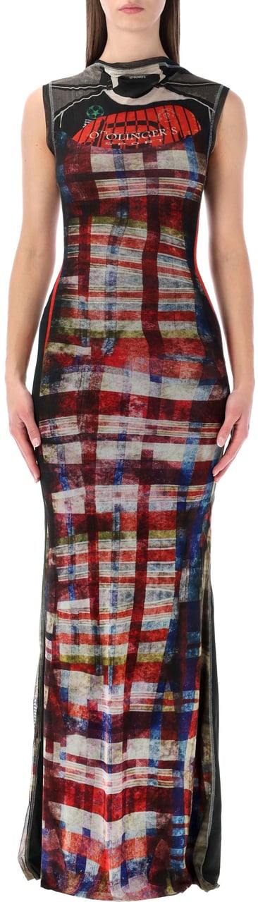 Ottolinger Mesh Long Dress Racing Plaid Divers