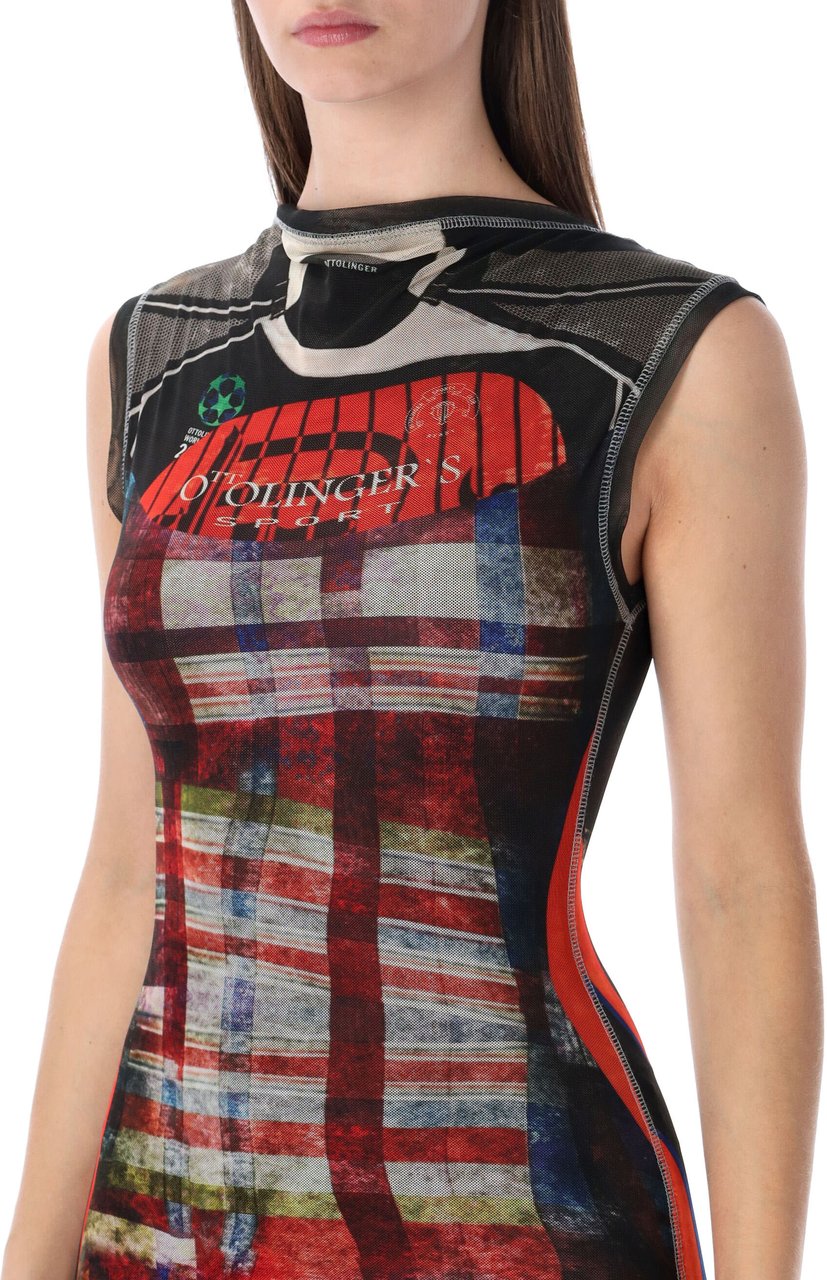 Ottolinger Mesh Long Dress Racing Plaid Divers