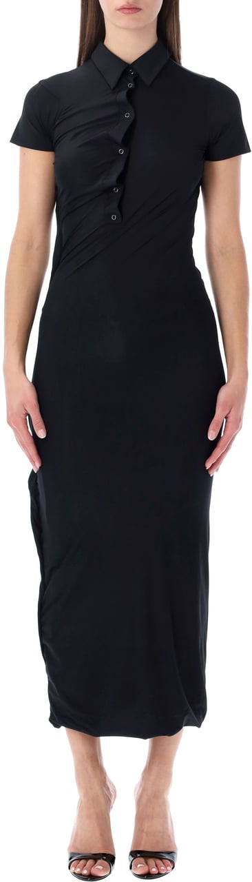 Ottolinger Twisted Polo Midi Dress Nero Zwart