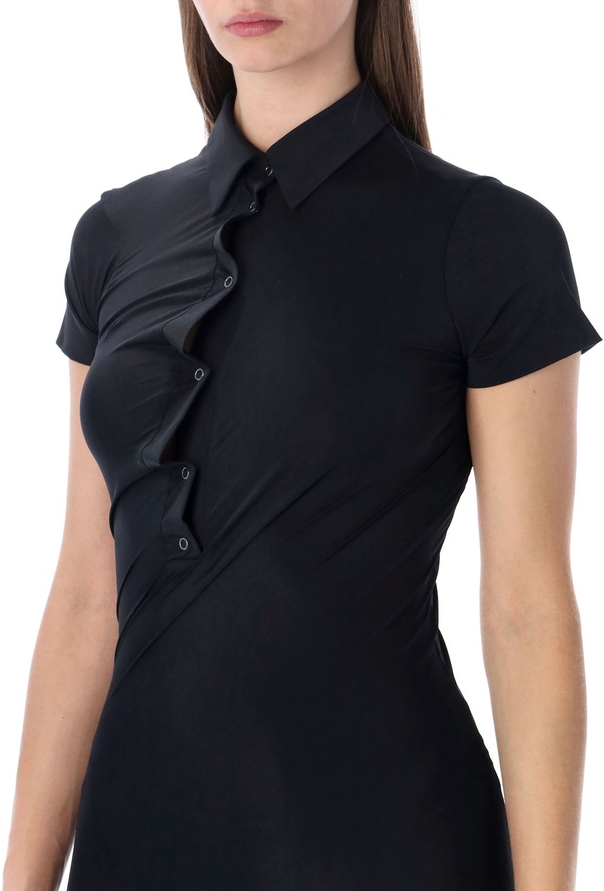 Ottolinger Twisted Polo Midi Dress Nero Zwart