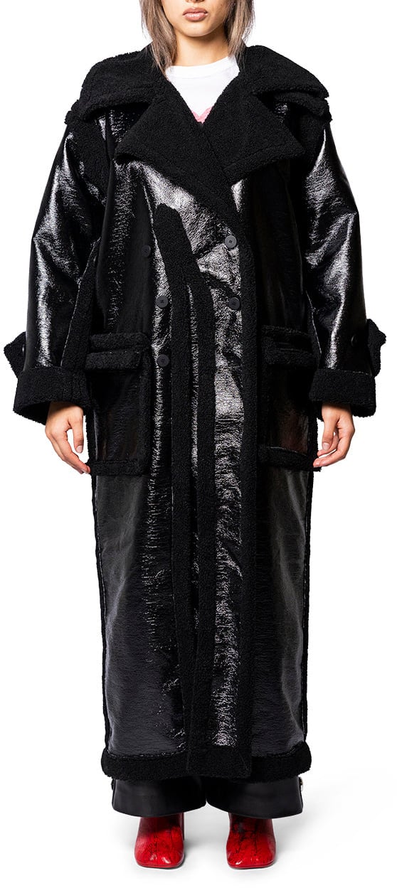 Ottolinger SHEARLING OVERSIZED SPLIT COAT BLACK Zwart