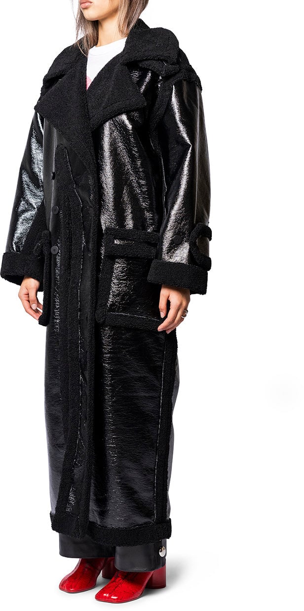 Ottolinger SHEARLING OVERSIZED SPLIT COAT BLACK Zwart