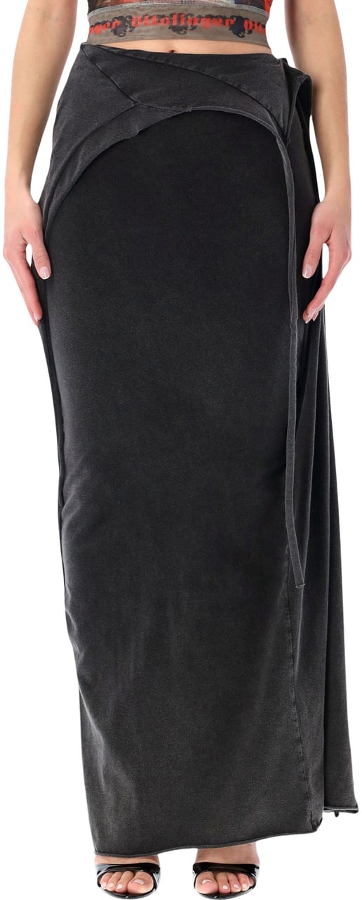 Ottolinger Slitted Maxy Skirt Washed Black Zwart