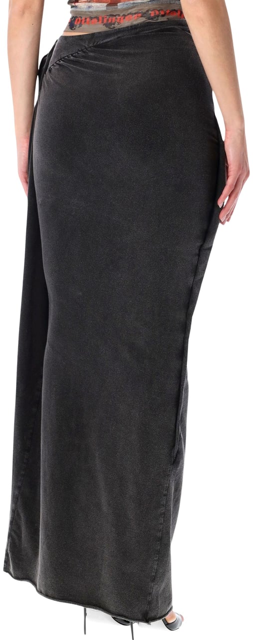 Ottolinger Slitted Maxy Skirt Washed Black Zwart