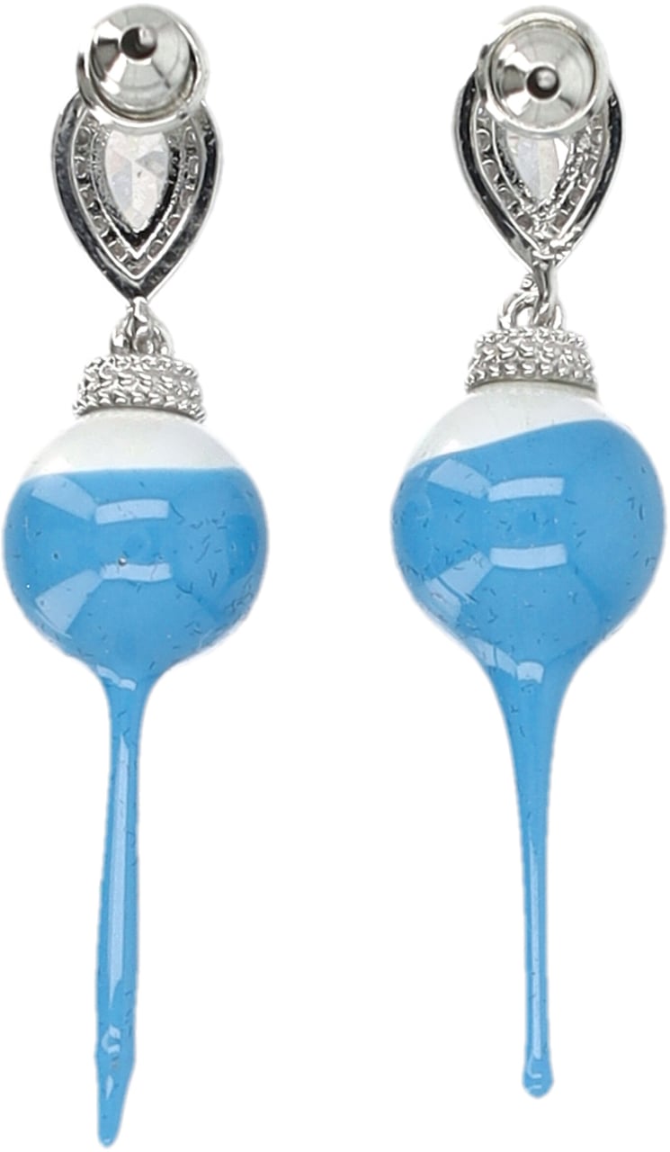 Ottolinger Ottolinger Blue Dipped Pearl Drop Earrings Zilver
