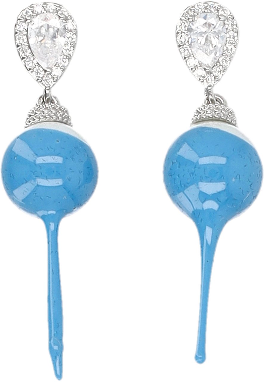 Ottolinger Pearl Earring Ribber Silver Blue Zilver