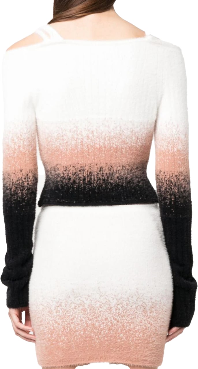 Ottolinger Knit Off Shoulder Longsleeve Black/ White/rose Wit