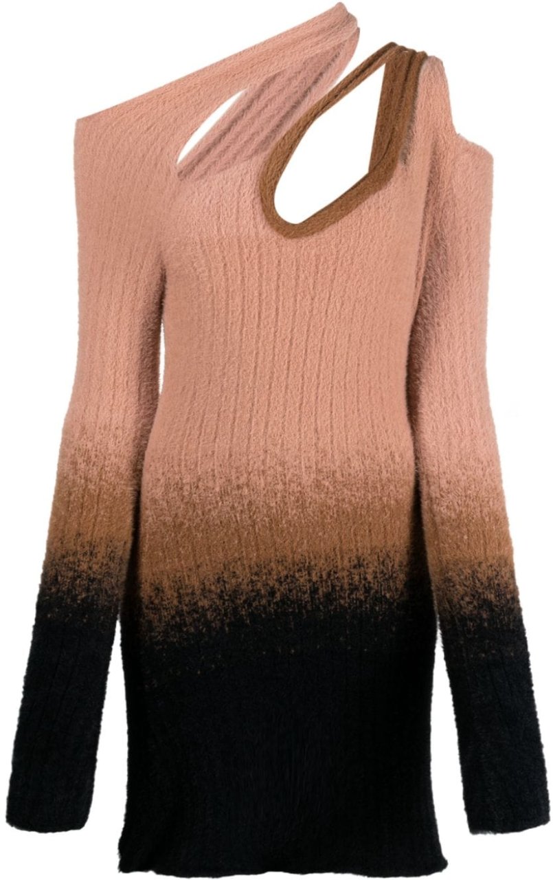 Ottolinger Knit Crossover Mini Dress Black/white/rose Wit