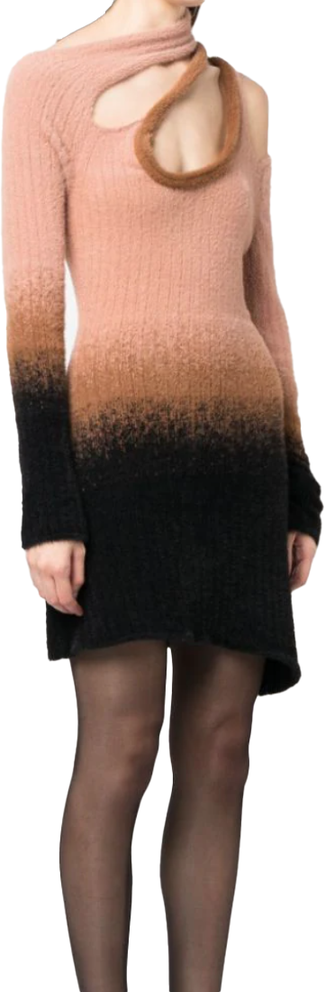 Ottolinger Knit Crossover Mini Dress Black/white/rose Wit