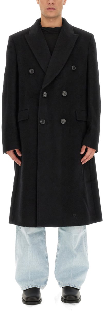 Our Legacy DOUBLE-BREASTED COAT "WHALE" Zwart