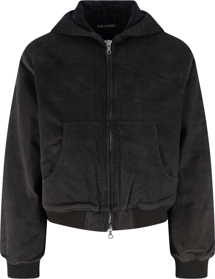 Our Legacy Brown Cropped Textured Corduroy Jacket Zwart