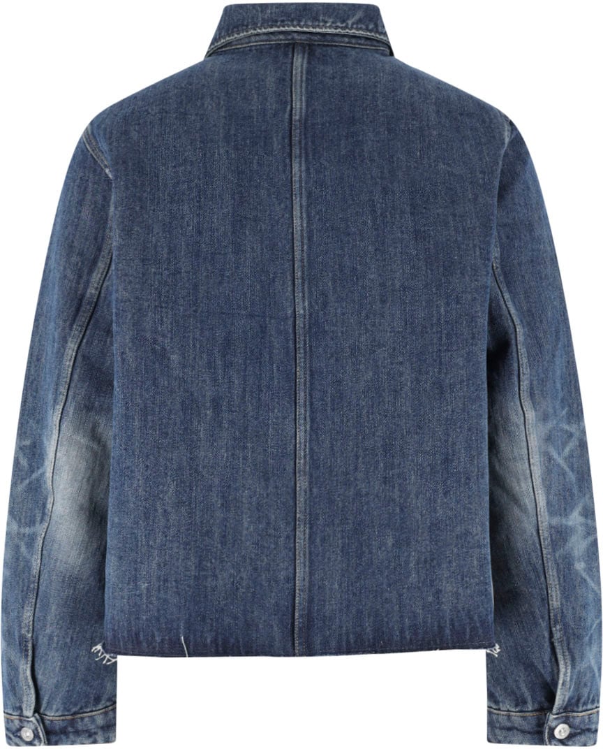 Our Legacy Blue Faded Cropped Denim Jacket Blauw