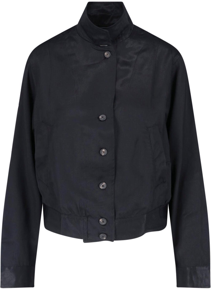Our Legacy Black High Collar Cropped Jacket Zwart