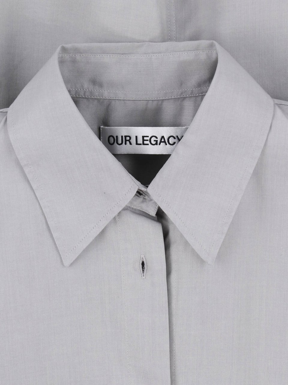 Our Legacy Grey Flux Asymmetrical Hem Tencel Shirt Grijs