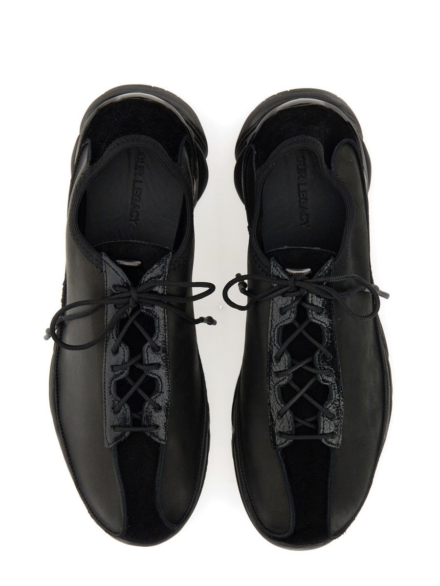 Our Legacy Black Klove Low-Profile Leather Sneakers Zwart
