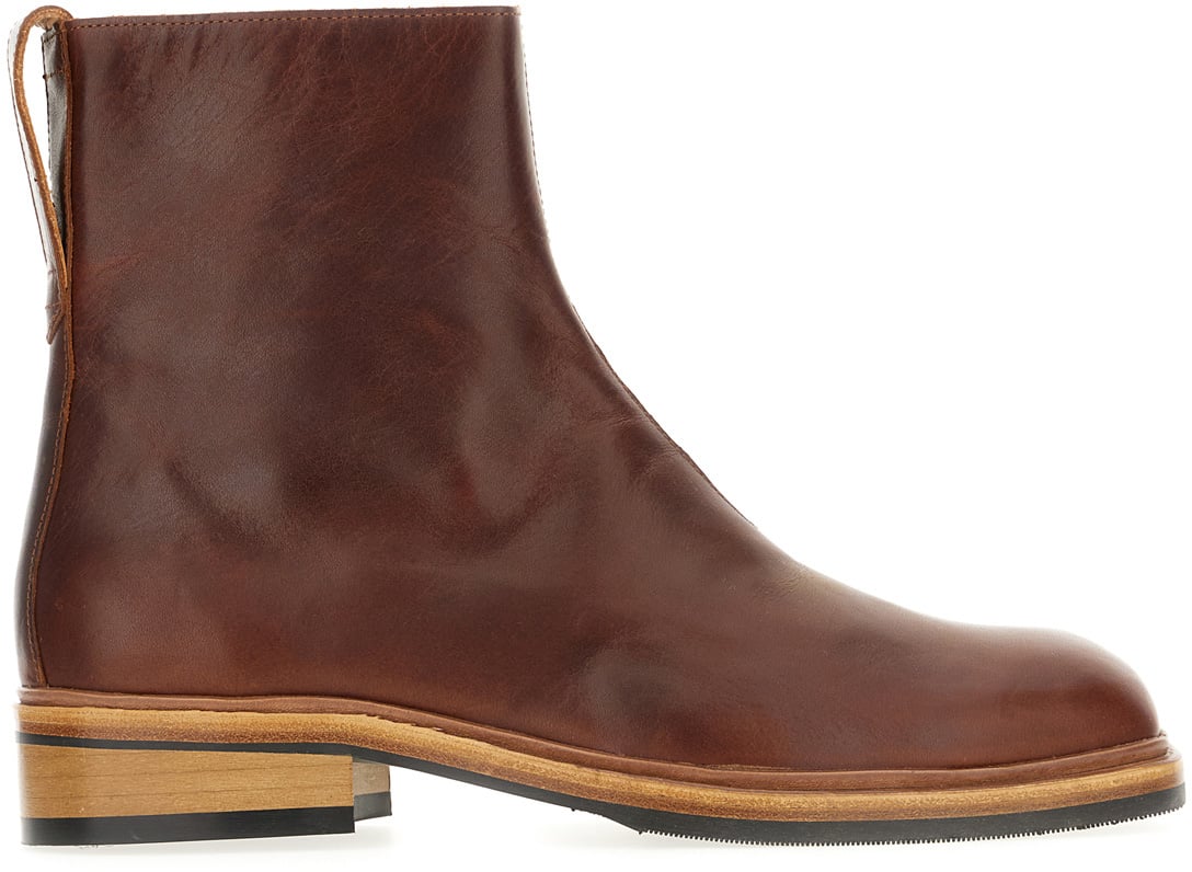 Our Legacy Cognac leather ankle boots Bruin