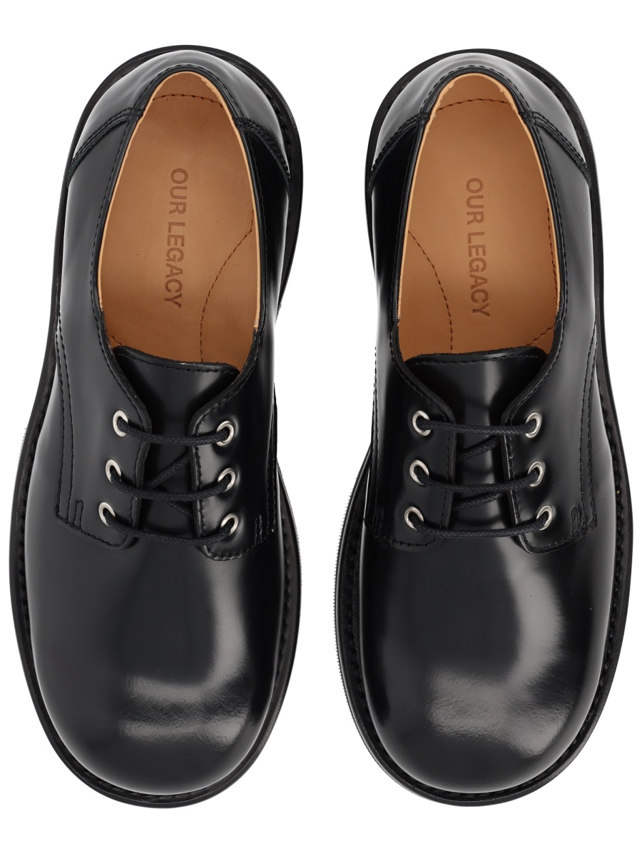 Our Legacy Black Derby Cow Leather Shoes Grijs
