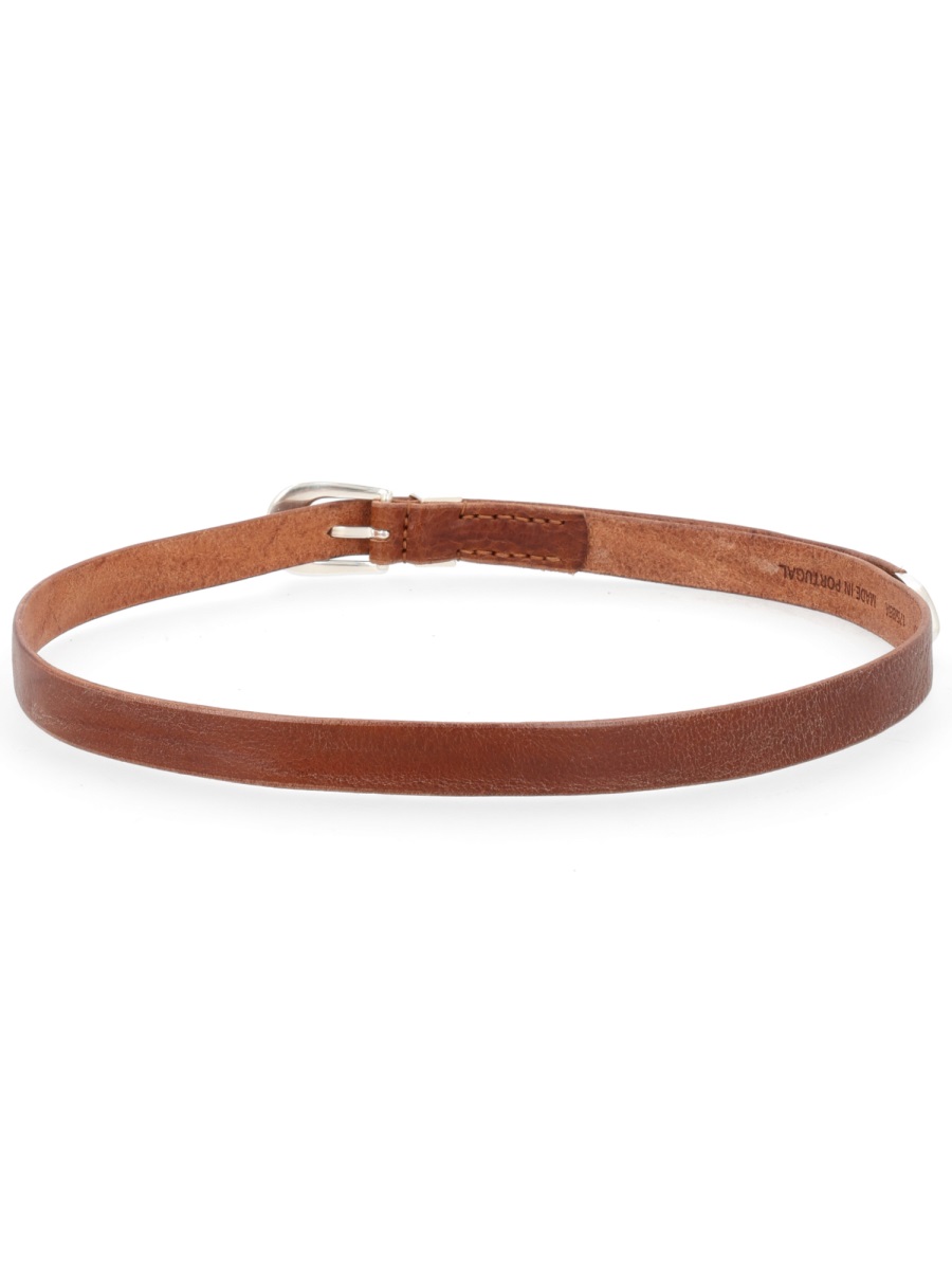 Our Legacy Textured Cow Leather Narrow Belt Bruin