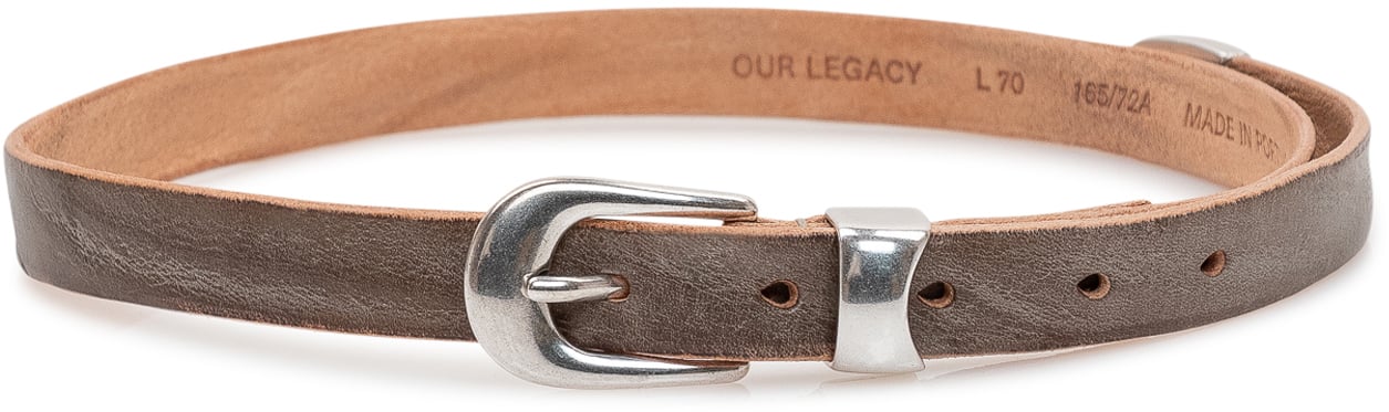 Our Legacy Cintura in pelle marrone con fibbia argento Bruin