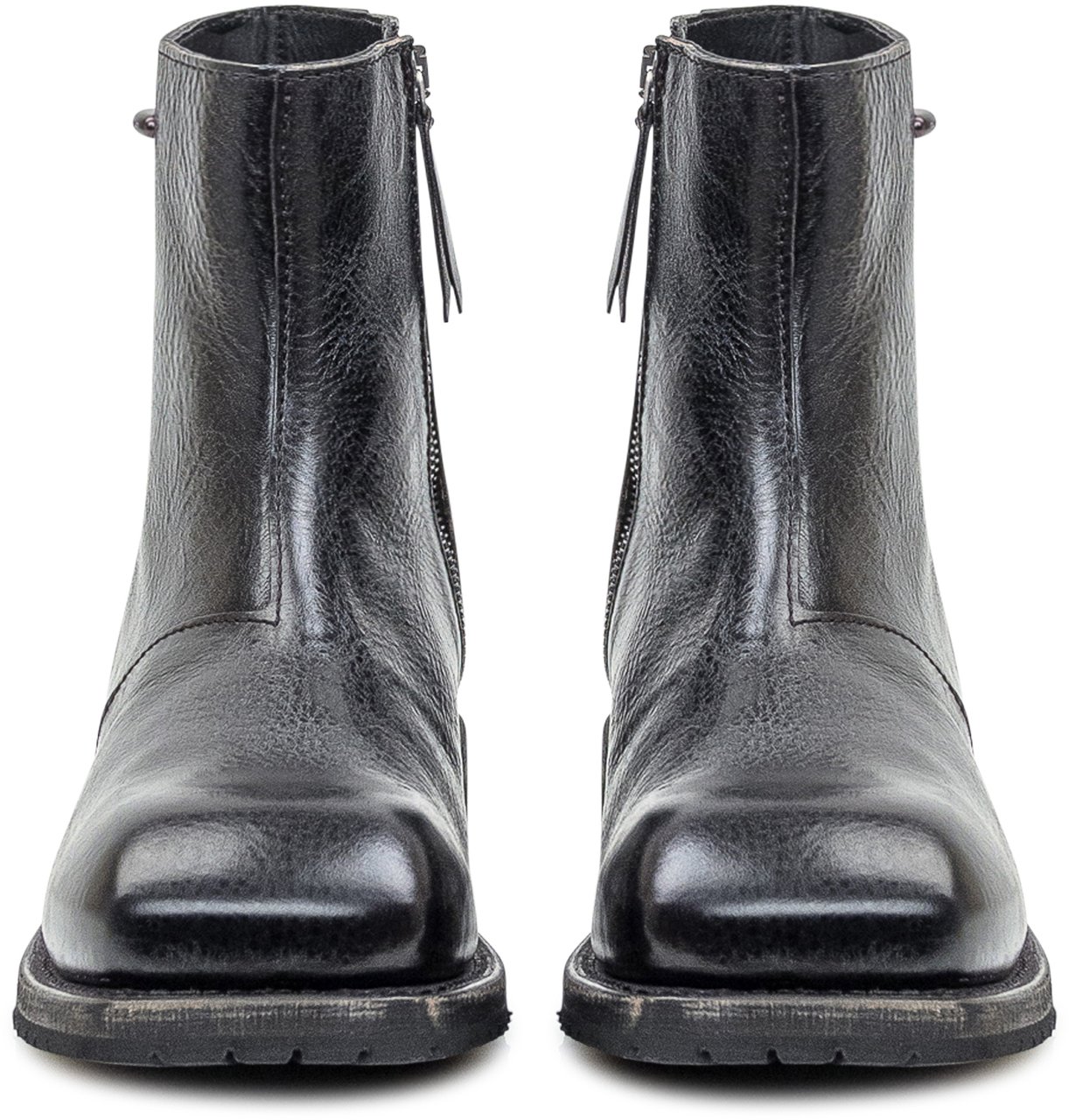 Our Legacy Our Legacy Stivaletti in Pelle Nera con Suola Vintage Zwart