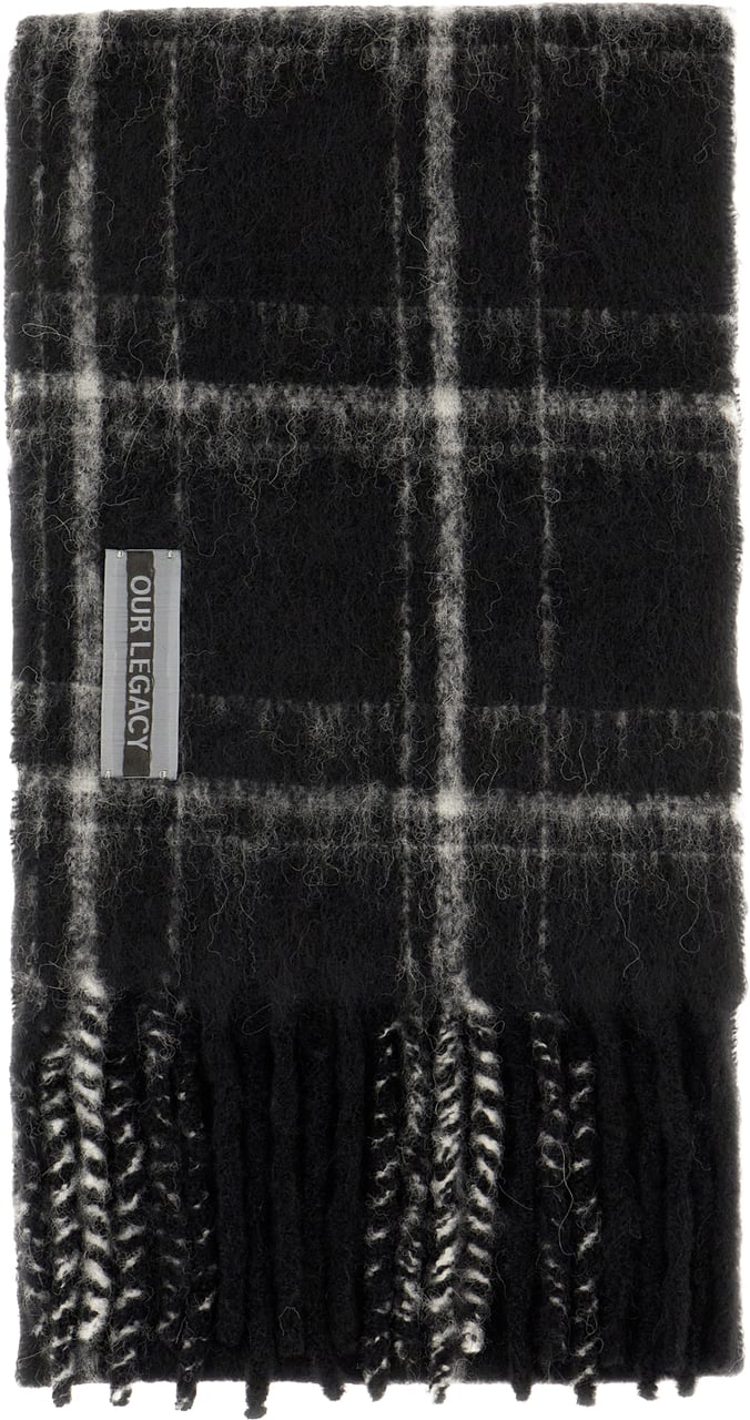 Our Legacy Embroidered alpaca blend scarf Zwart