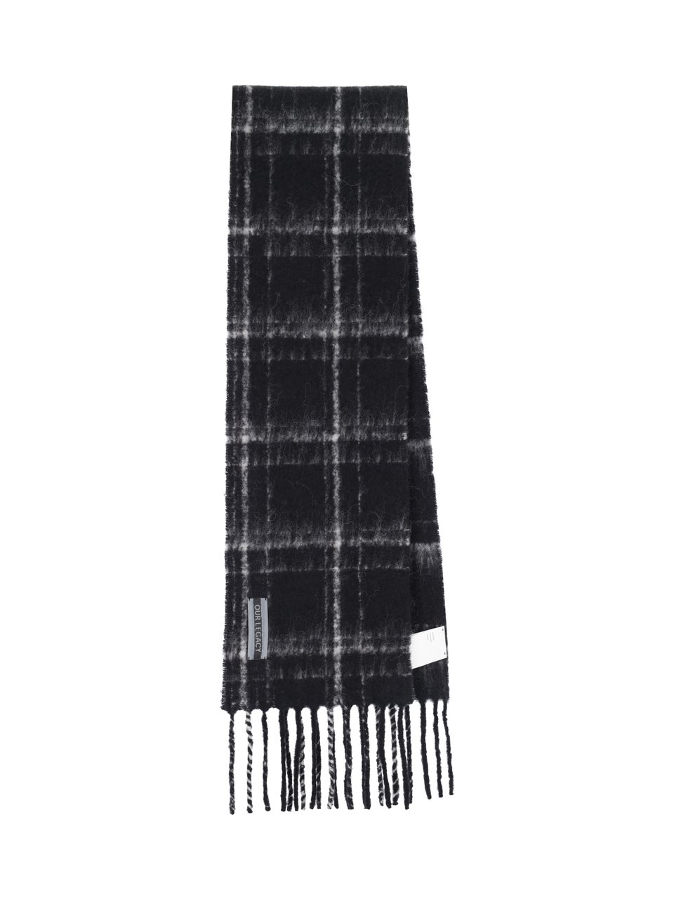 Our Legacy Intarsia Check Scarf in Black Alpaca-Wool Blend Zwart