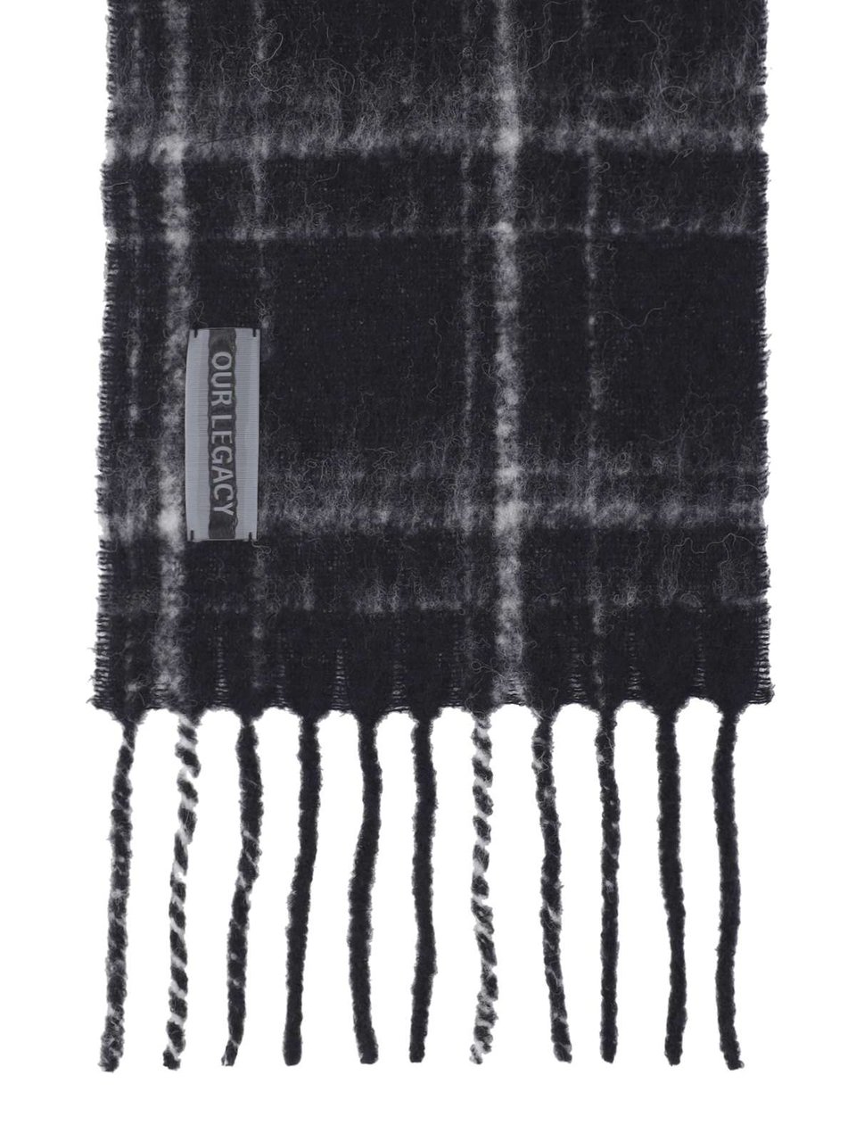 Our Legacy Intarsia Check Scarf in Black Alpaca-Wool Blend Zwart