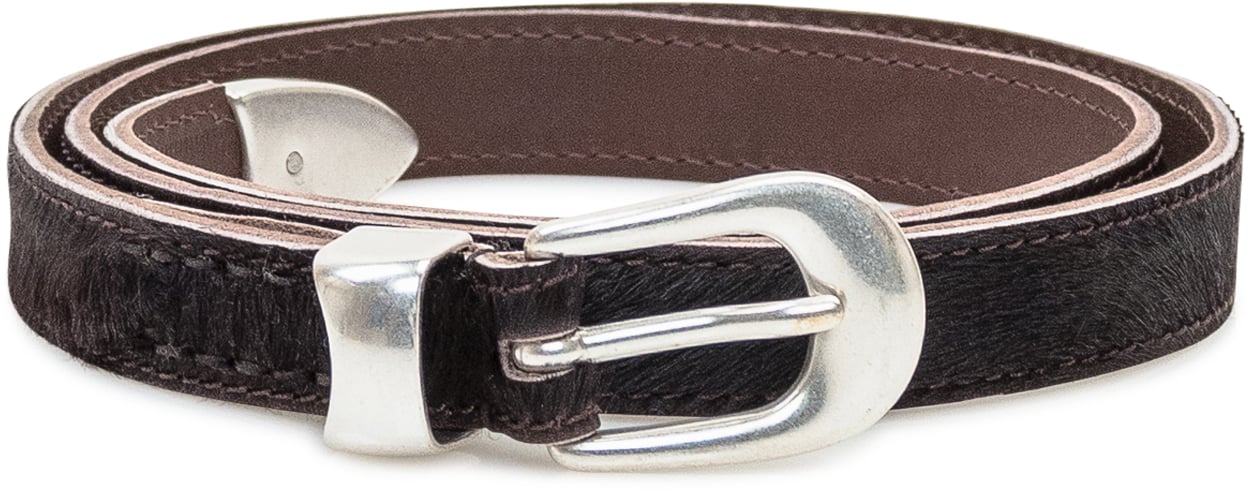 Our Legacy Our Legacy Cintura in Pelle Nera con Fibbia in Metallo Bruin