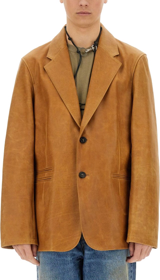 Our Legacy Leather Opening Blazer Bruin