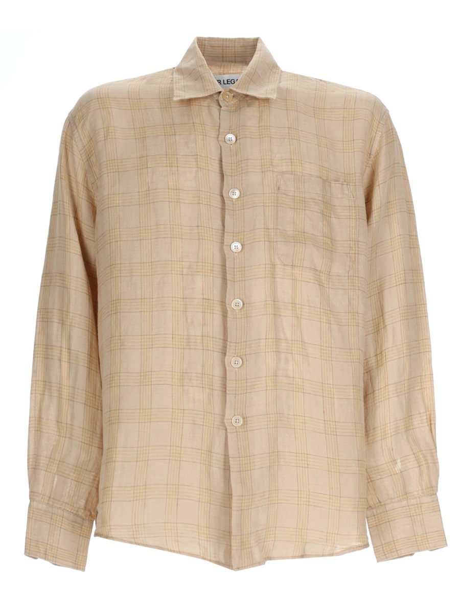 Our Legacy Neutrals Checkered Single Pocket Linen Shirt Neutraal