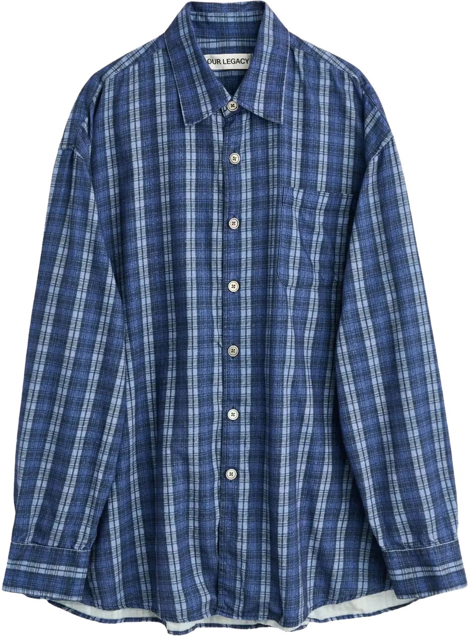 Our Legacy Borrowed Shirt Check Please Print Blauw