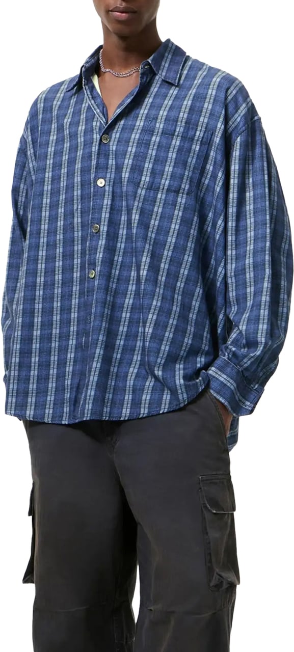 Our Legacy Borrowed Shirt Check Please Print Blauw