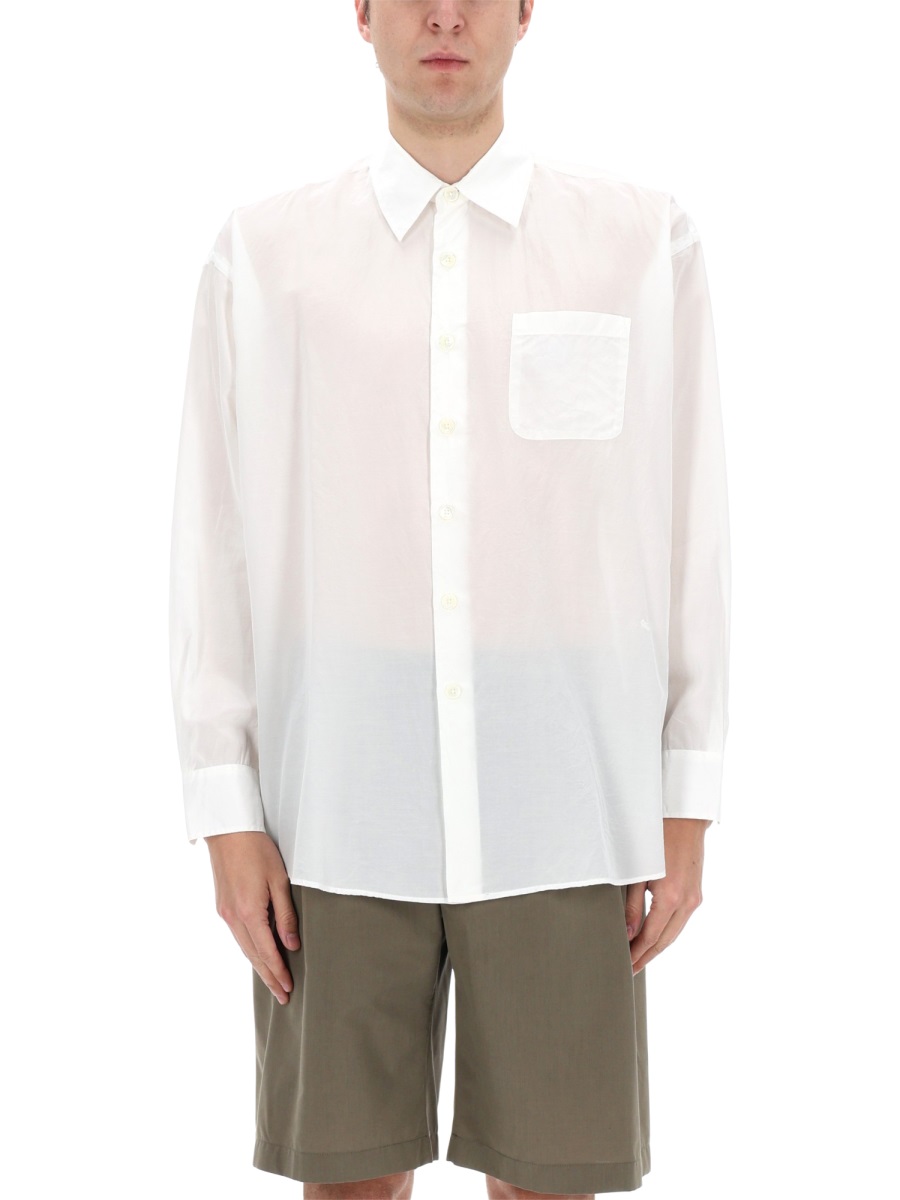 Our Legacy Borrowed Silk-Cotton Oversized Shirt Wit