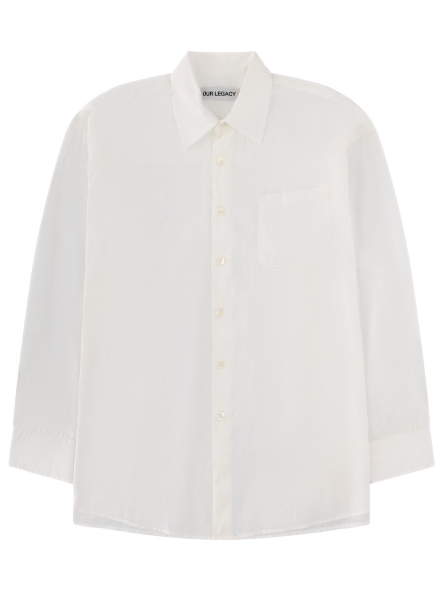 Our Legacy Borrowed Silk-Cotton Oversized Shirt Wit