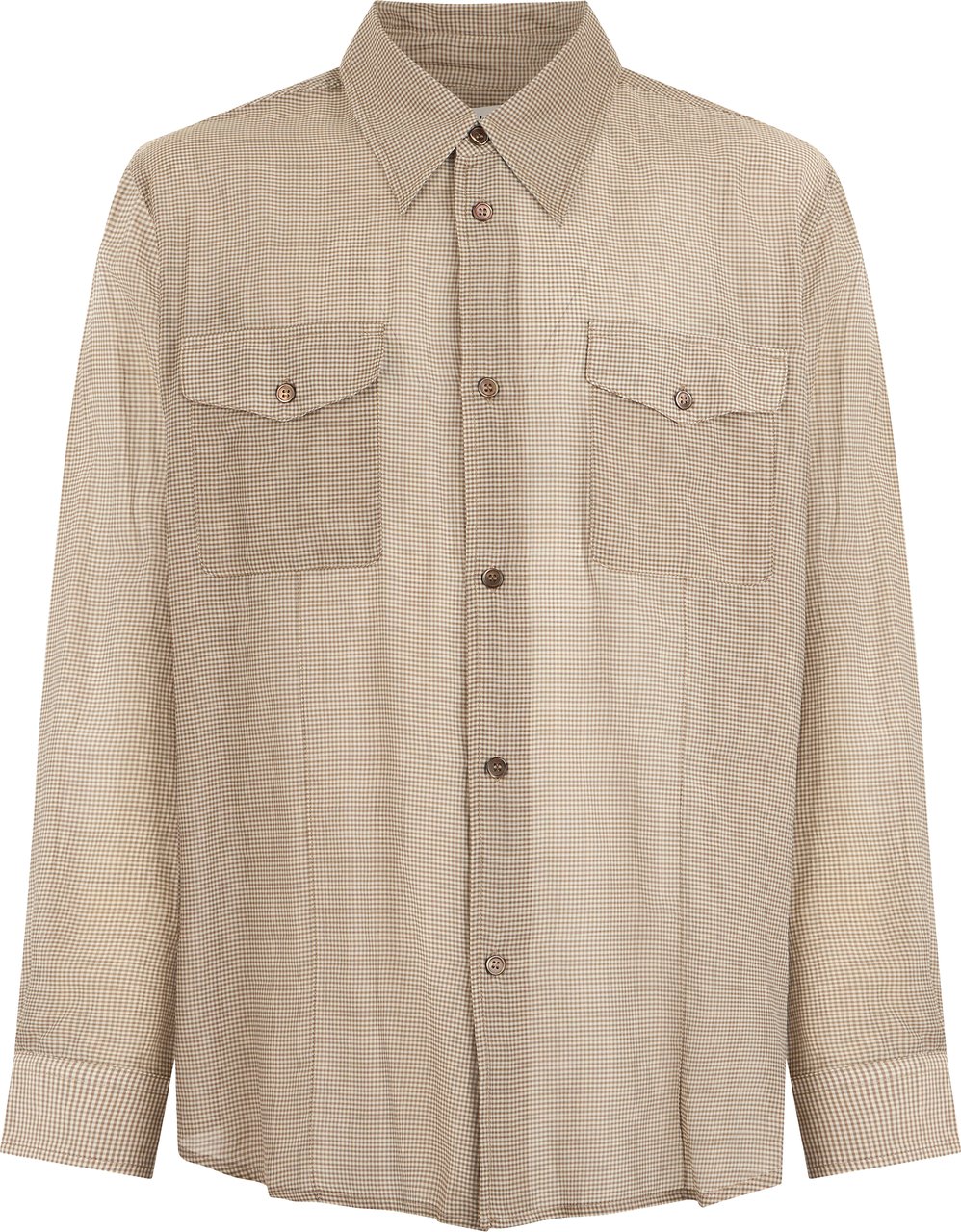 Our Legacy Checkered silk and cotton shirt Beige