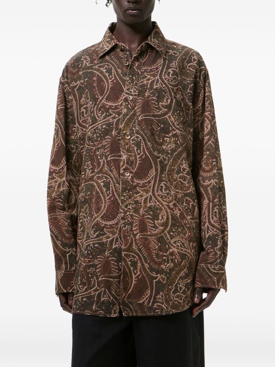 Our Legacy Brown Paisley Snake Print Shirt Grijs