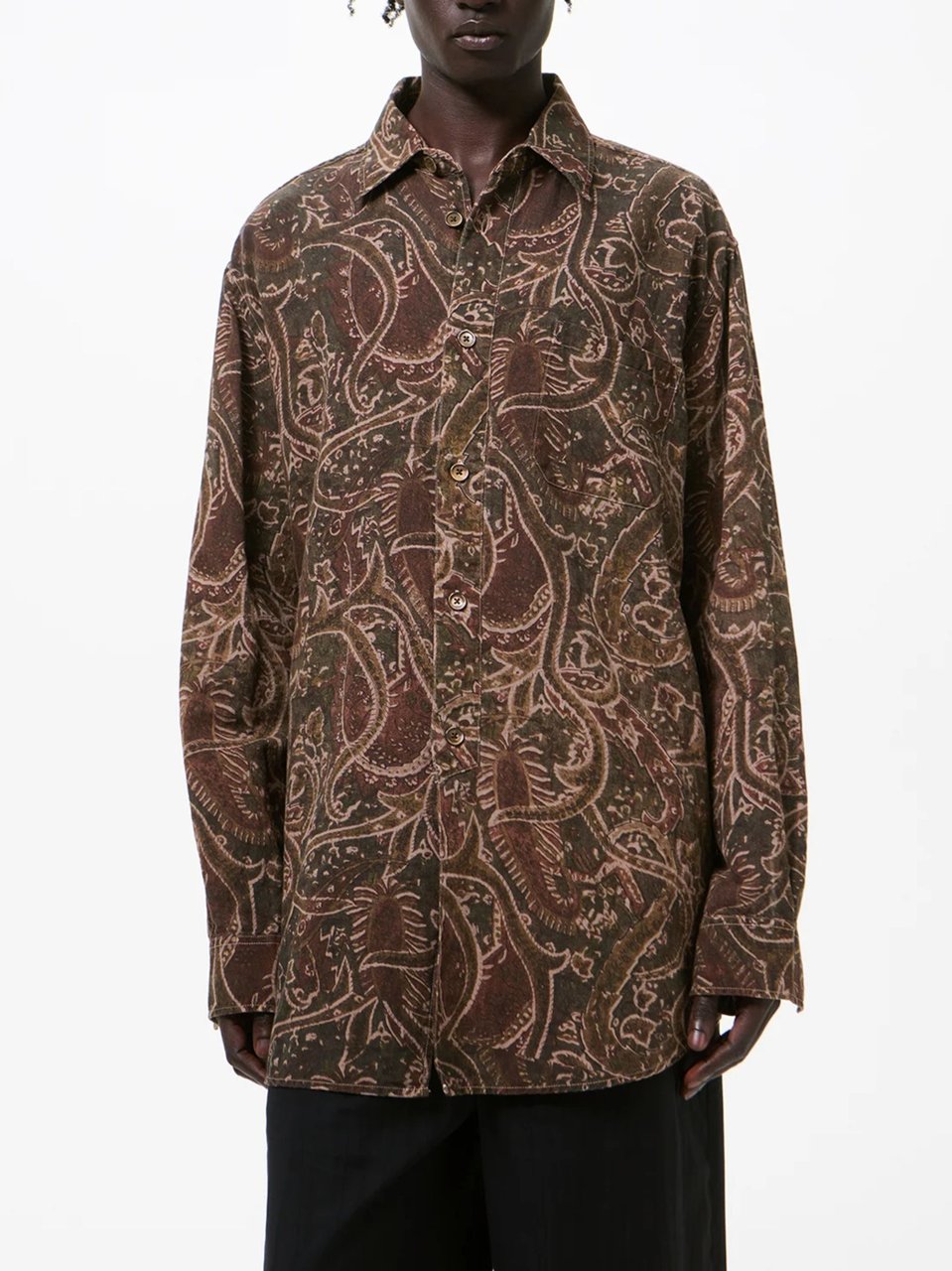 Our Legacy Brown Paisley Snake Print Shirt Grijs