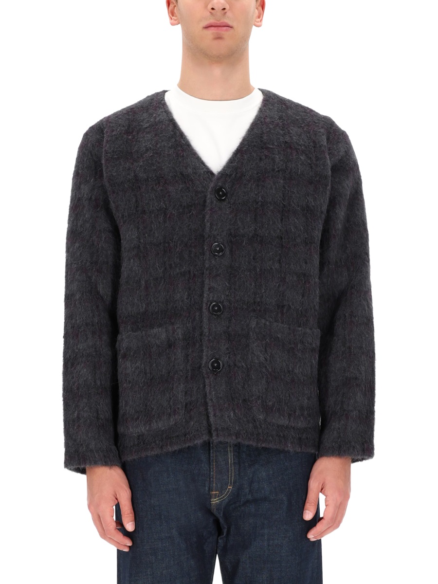 Our Legacy Soft Textured Checkered Wool-Blend Cardigan Zwart